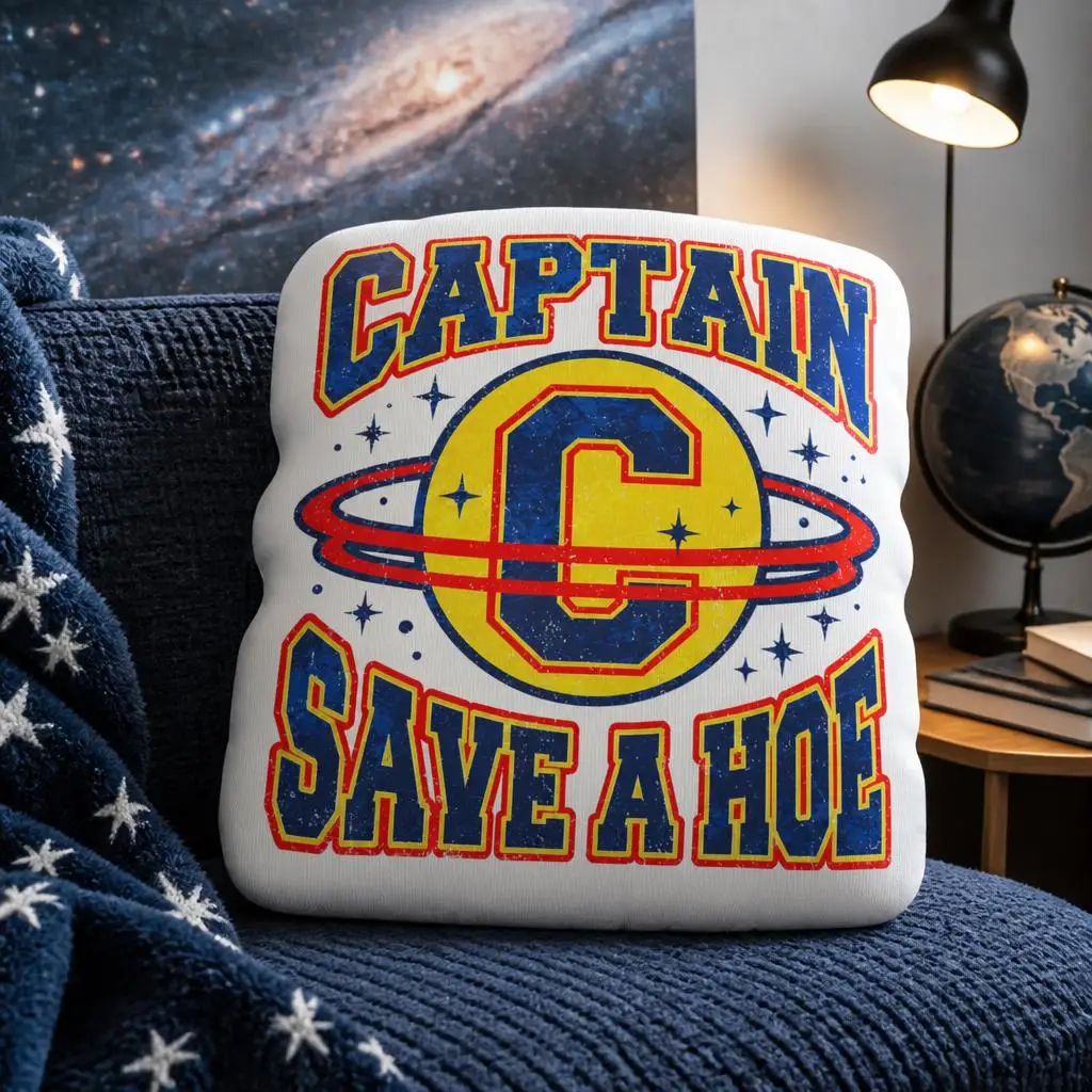 Captain Save a Hoe Shaped Throw Pillow Funny Space Planet Cushion Irregular Stuffed Sofa Home Decor Adult Humor Galaxy Gift