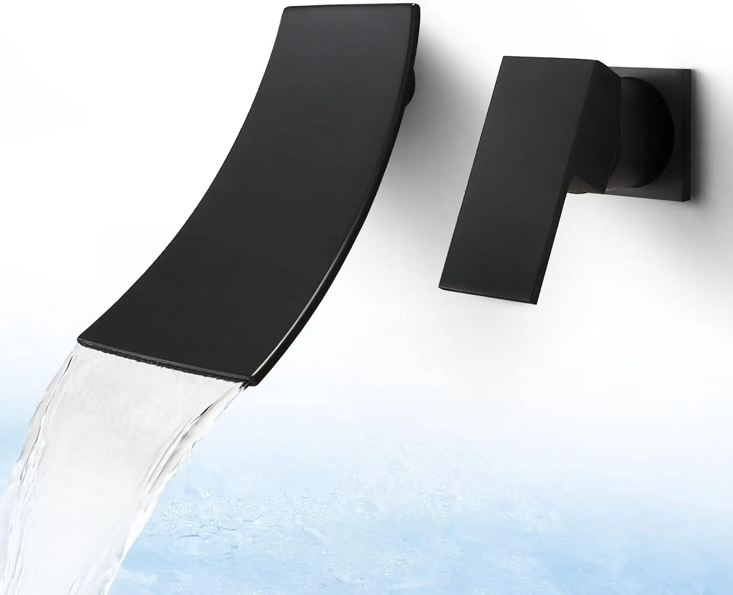 

Однорычажный настенный смеситель для ванны, матовый черный смеситель для раковины с эффектом водопада, смеситель для накладной раковины, излив-водопад