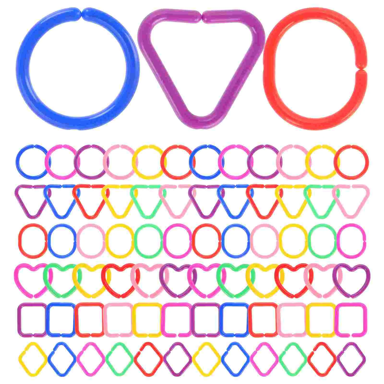 

100 Pcs Geometric Buckle Chain Toys for Babies Plastic Links Kids Baby Rings Child