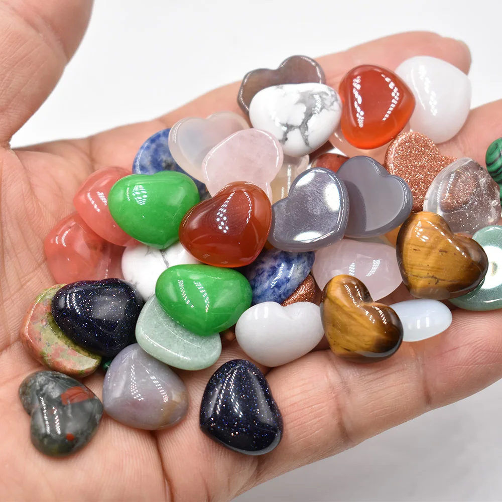 Großhandel 50 Stück/Lot Modische Natürliche Tigerauge-Stein-Rosenquarz-Mischung 15*18mm Herzförmige Cabochon-Perlen für Schmuckherstellung – Detail 1