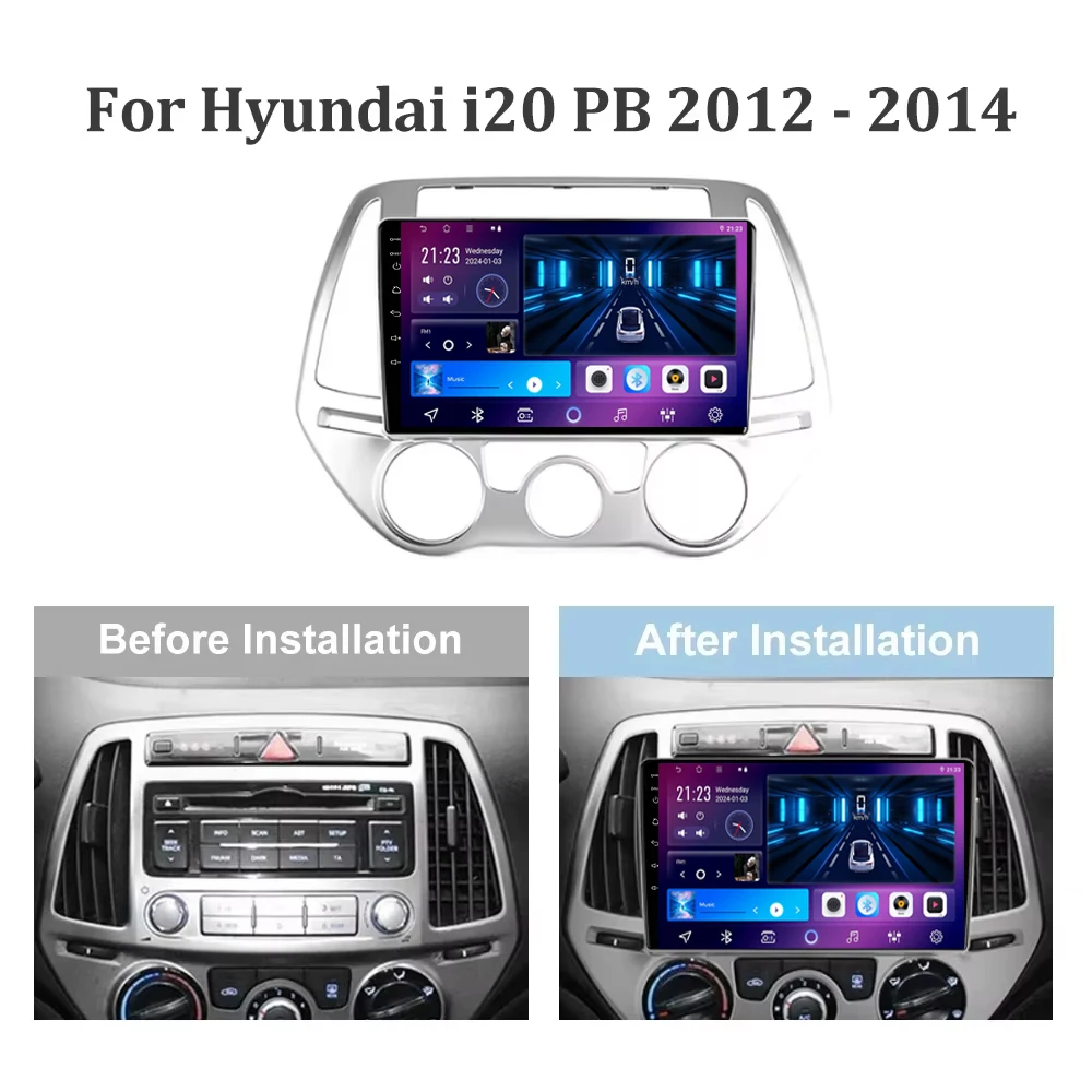 Android 14 Carplay Auto Car Radio For Hyundai i20 PB 2012 - 2014 Multimedia Player Auto Radio GPS Navigation Head Unit No DVD