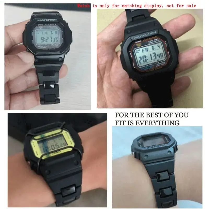 For Casio G-SHOCK DW-5600 GW-M5610 DW6900 DW9600 GA2100 GA110 Black Plastic Strap Stainless Steel Buckle Accessories Men Bracele