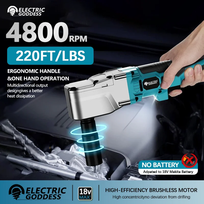 

Electric Goddess 650N.M Brushless Electric Ratchet Wrenchemoval Screw Nut 4800RPM Car Repair Power Tool for Makita 18V Battery