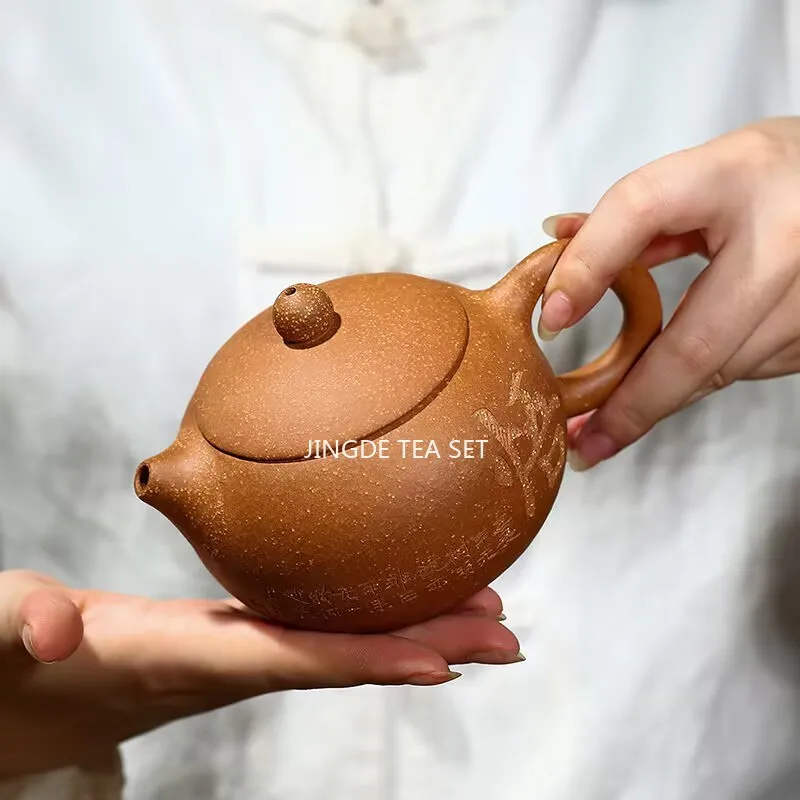 

1PCS 280ml Yixing raw ore purple clay teapot section mud Xishi Tea infuser Custom purple clay tea set handmade filter teapot