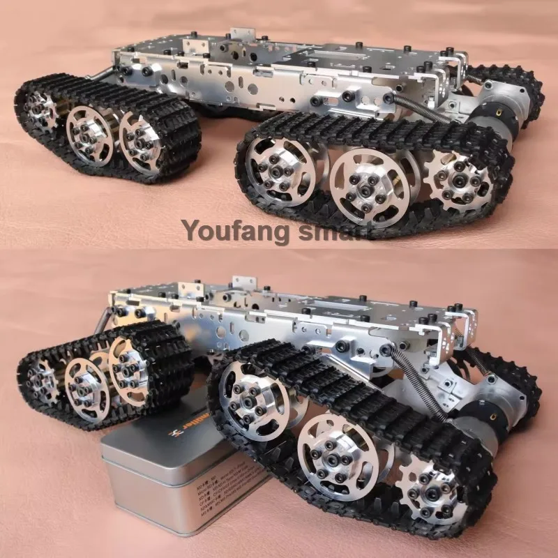 New Robot Tank Chassis Shock Absorption Caterpillar Crawler Car with DC Motor Overcoming Obstacles Drift Car DIY STEM Toy Parts