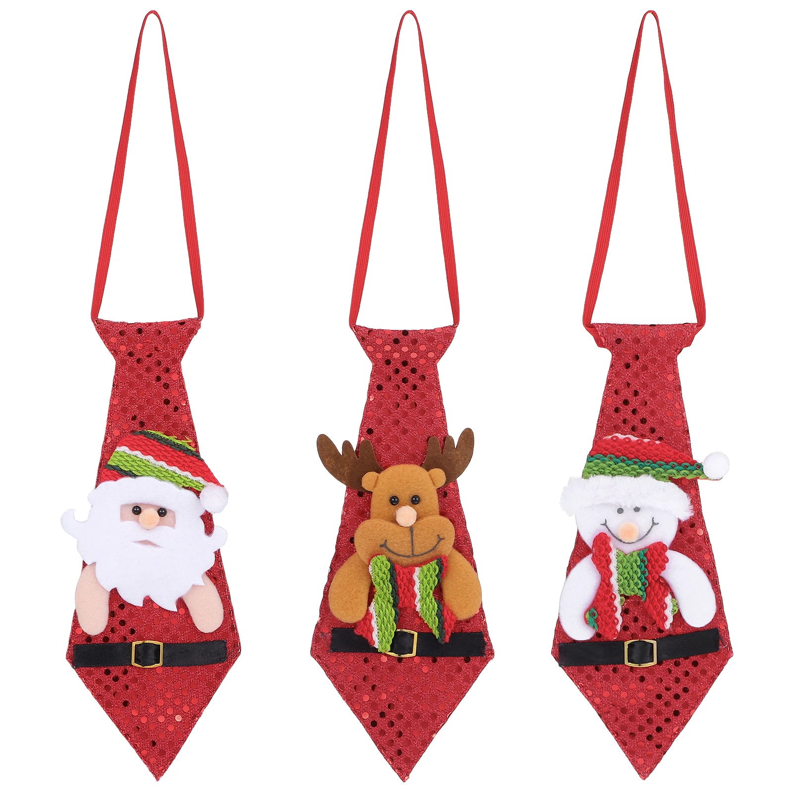 

3pcs Christmas Cartoon Print Decor For Kids Party Skin-Friendly Fabric Durable Polyester Tie Creative Design Child Tie Christmas