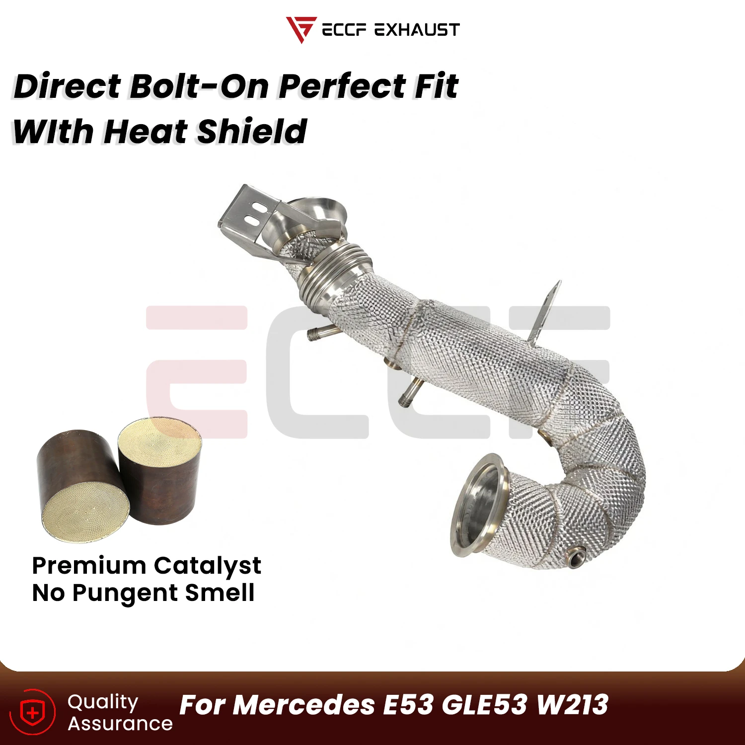 

Sporty Stainless steel Downpipe With Heat Shield For Mercedes E53 GLE53 W213 Aggressive Exhaust Sound Plug and Play