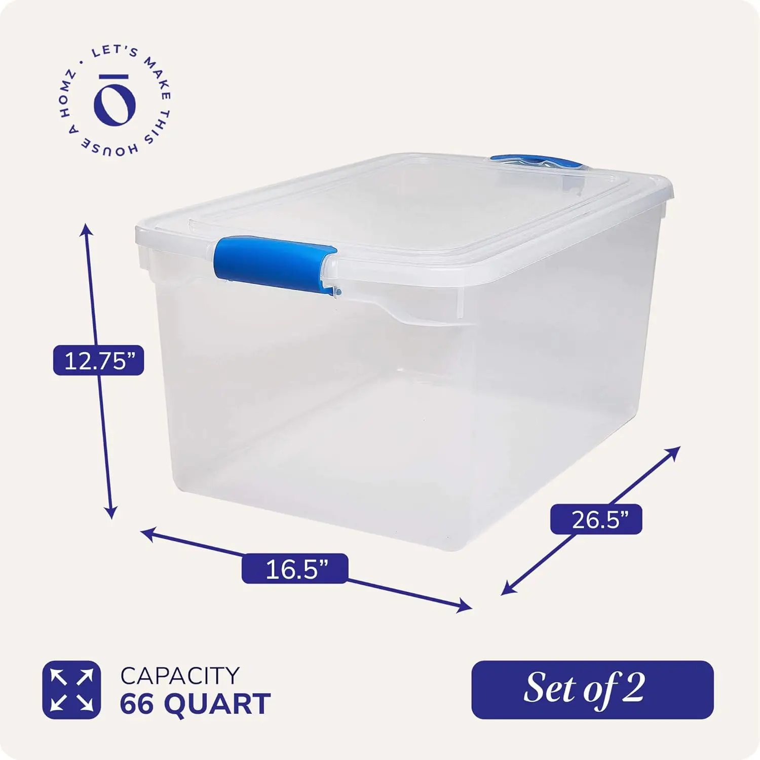 Large Clear Plastic Storage Bins with Lids, 66 Quart Stackable Container Boxes for Home Organization