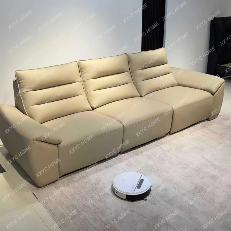 M Multifunctional leather sofa Adjustable zero against the wall First class living room Straight row sofa