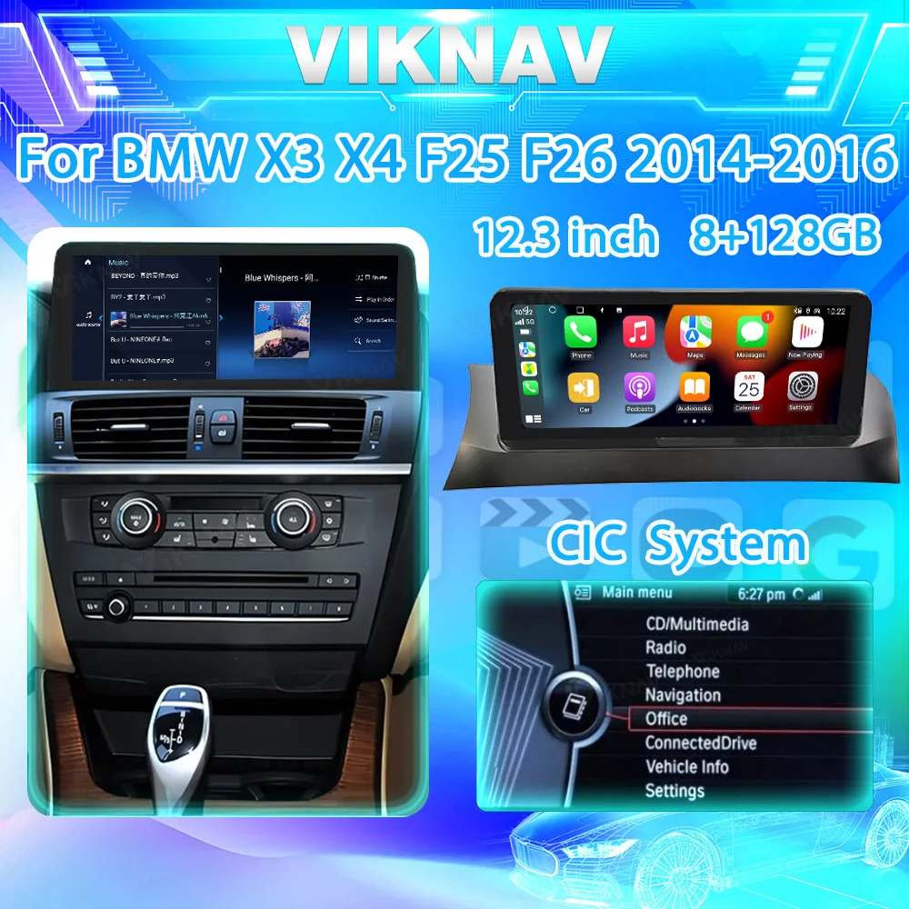 Viknav 12.3inch Android13 Car Radio For BMW X3 X4 F25 F26 2011-2013 OEM NBT/CIC System GPS Navigation Multimedia Auto StereoUnit