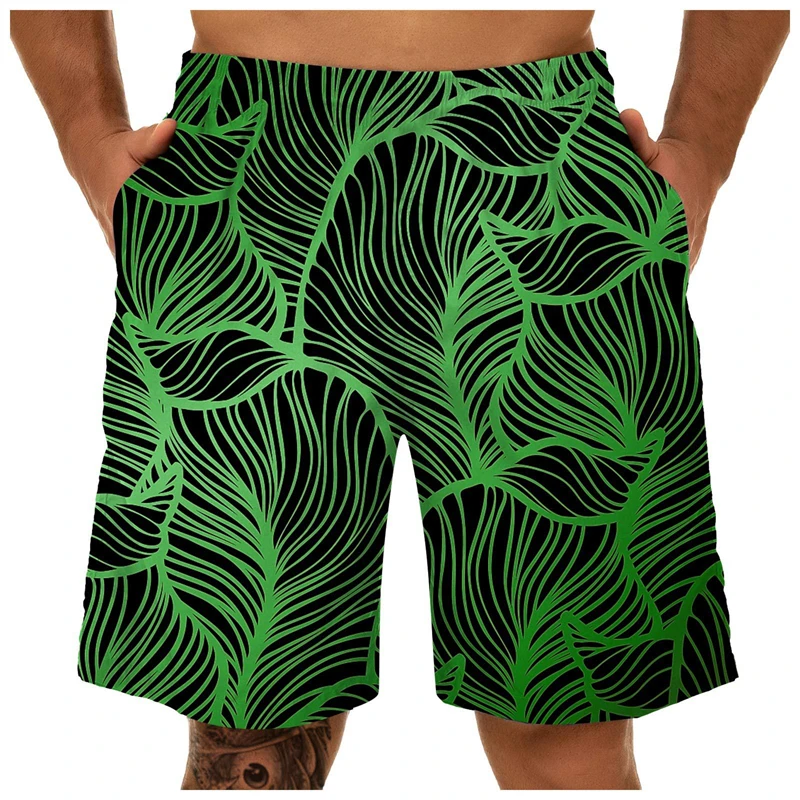 Calções havaianos para homens, calção de natação secagem rápida, calça casual de praia, roupas masculinas extragrandes, 3D Print, verão