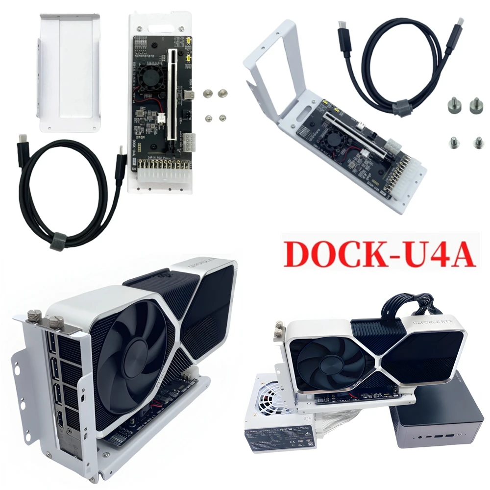 

DOCK-U4A for NUC ITX STX Notebook PC Graphics Card External Laptop GPU Dock USB4 Thunderbolt-4/3 eGPU Adapter PCIE 4.0 x4 40Gbps