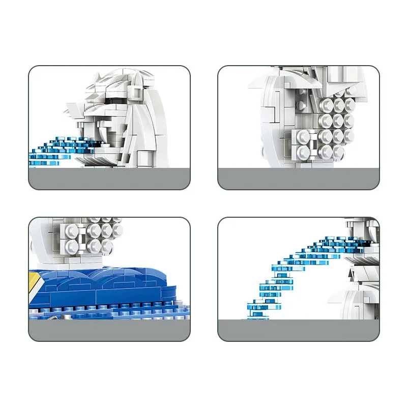 クリエイティブ世界的に有名な現代建築シンガポールマーライオン噴水ビルディングブロック建設モデルレンガのおもちゃギフト用