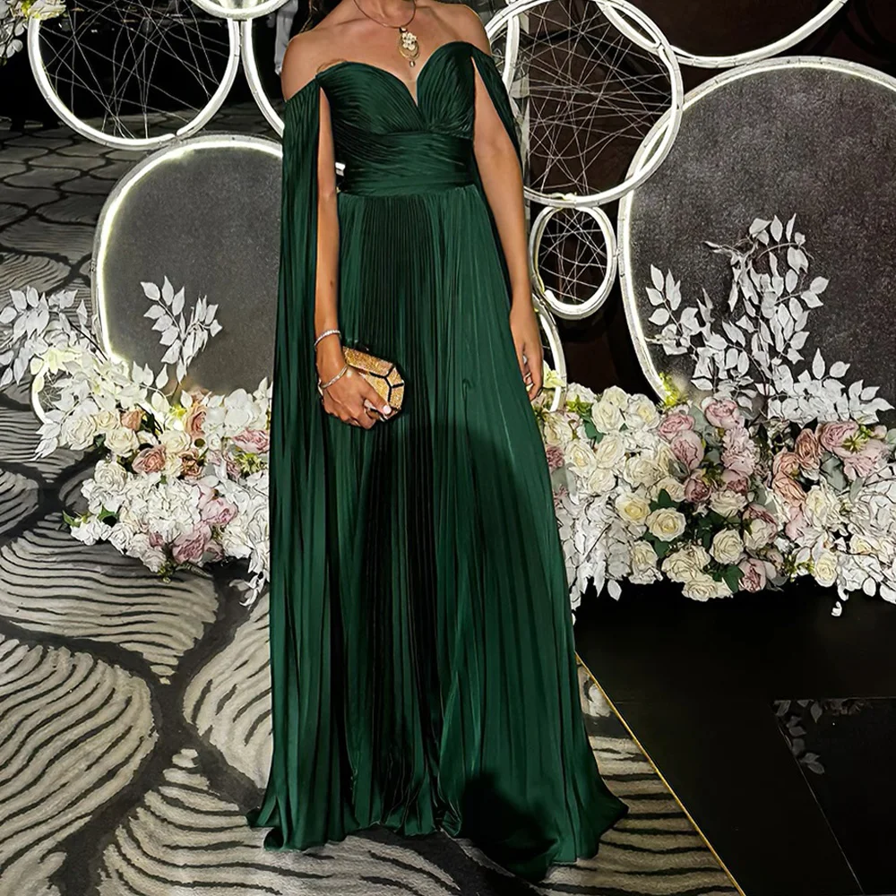 Jersey Sleeveless Off the Shoulder Watteau Train Sweetheart Floor Length Evening Dress Straight Temperament Photo Color Classic