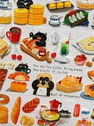 Lovely Cat Gastronomic Element PET Washi Tapes Craft Supplies DIY Scrapbooking Card Making Decorative Plan Sticker