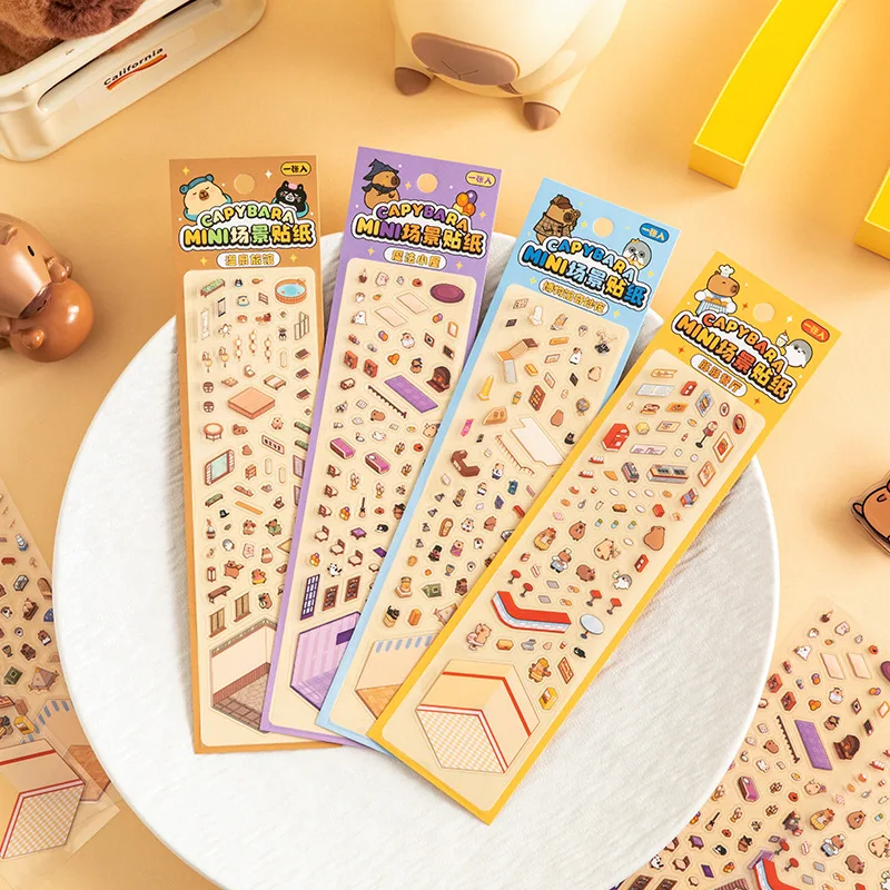 Capybaba Gate Eternal Series Miniature Scene Stickers,Cute Cartoon Kapibara mini Sticker