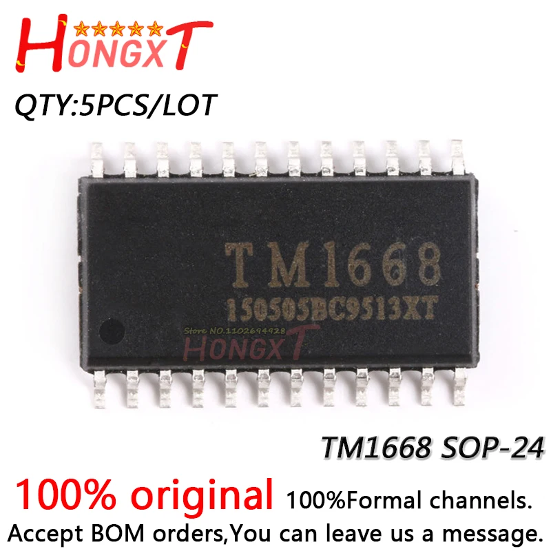 5PCS 100% NEW TM1668 SOP-24 LED DRIVER CHIP WITH KEYBOARD SCANNING INTERFACE.Chipset