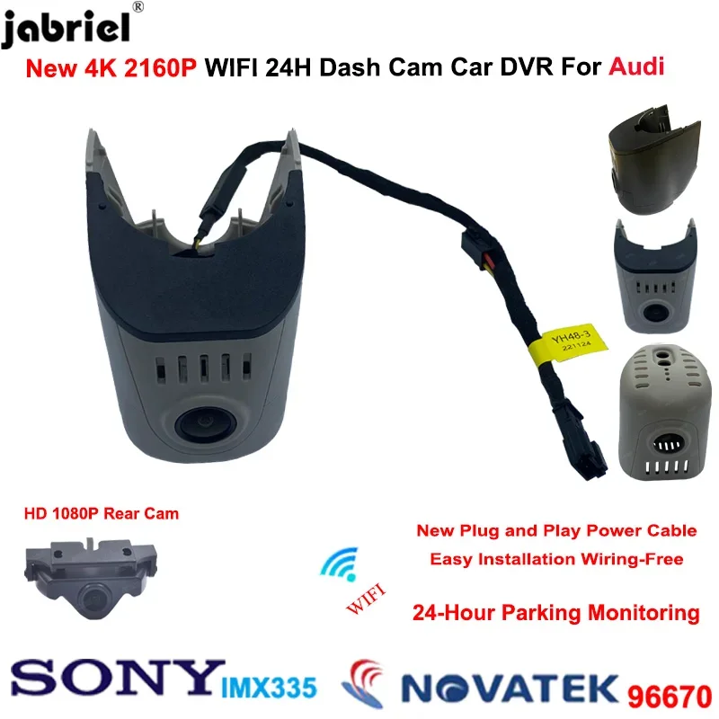 For Audi A4 b8 b9 A3 8v 8p A5 A6 c7 A7 A8 Q3 Q5 Q7 mk1 mk2 mk3 TT 8n 8s 2004-2012 Dash Cam 4K 2160P Wifi Car DVR Dual Cameras
