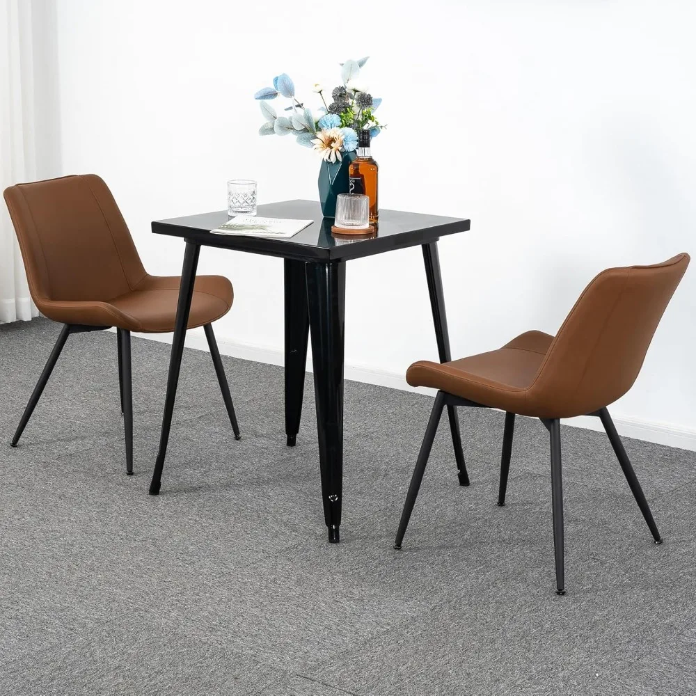 

Набор из 2 стульев с акцентом, современные стулья без подлокотников из искусственной кожи, боковые стулья с акцентной обивкой и металлическими ножками