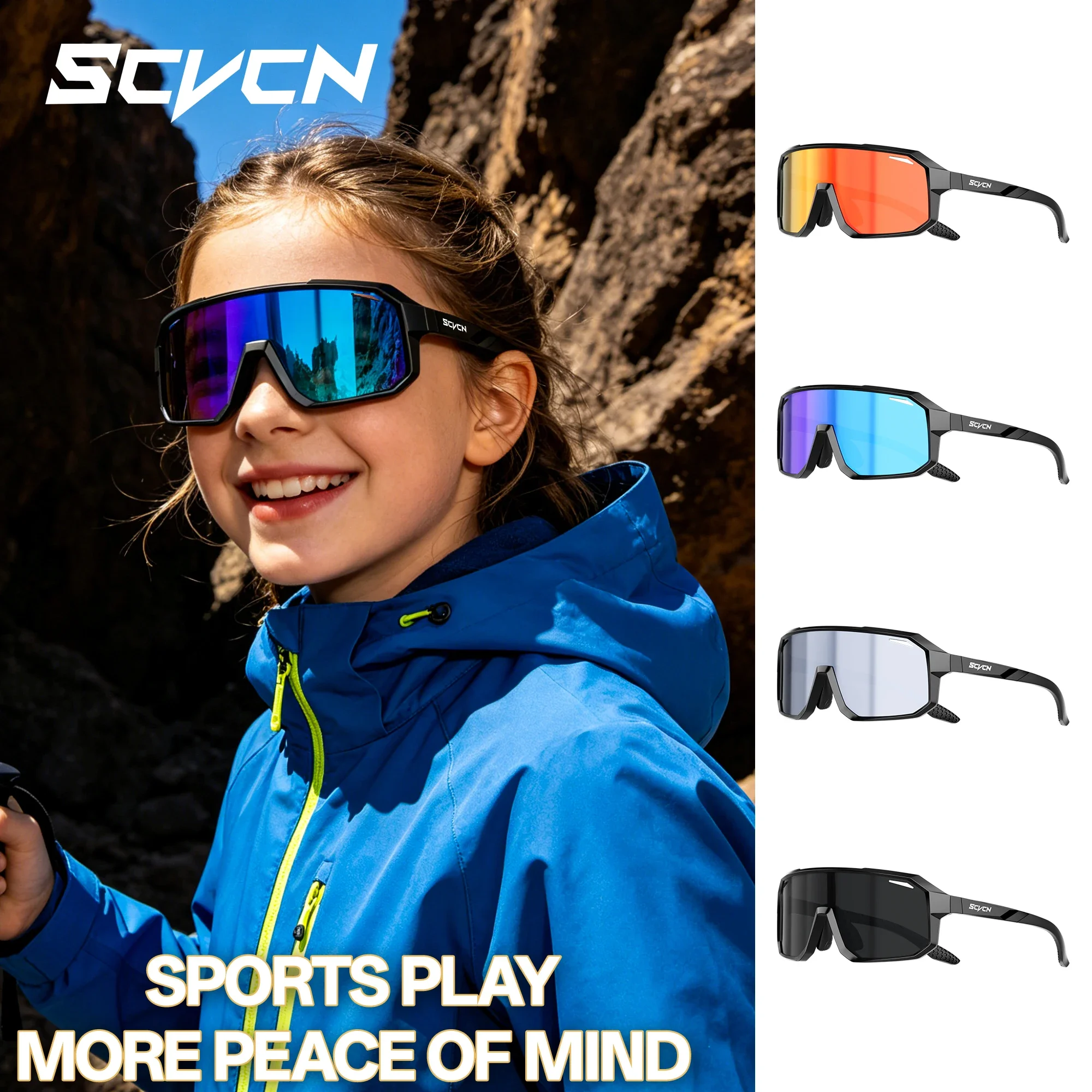 SCVCN Children Bike Glasses Cycling Sunglasses Baseball Equipment Hiking Golf Windproof Boy Girl Outdoor Sports UV400 Goggles