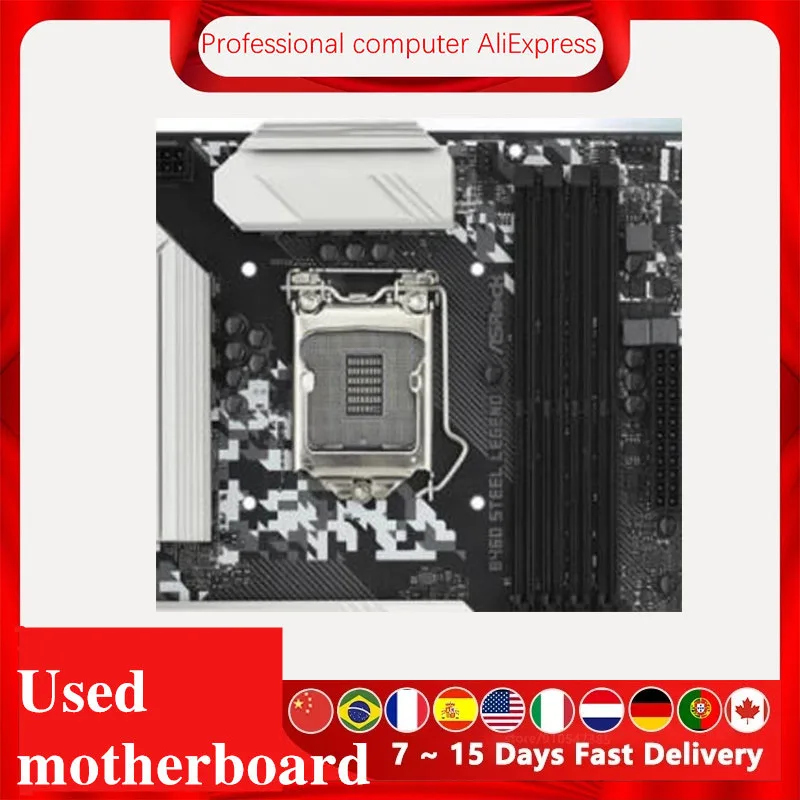 Used For ASRock B460 Steel Legend Original Desktop Intel B460 Motherboard LGA 1200  i7/i5/i3 USB3.0 M.2 SSD board