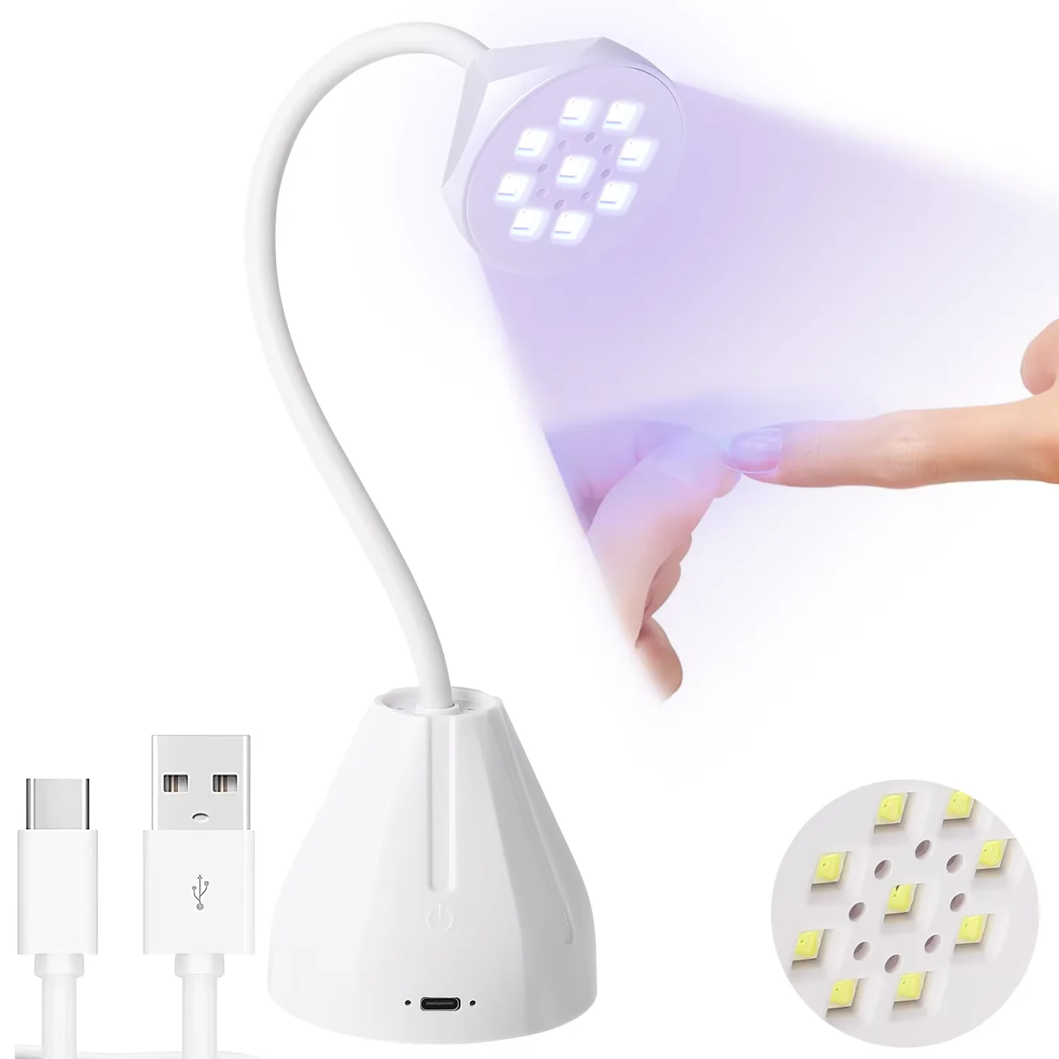 

Professional LED UV Nail Lamp 360° Bendable Nail Dryer Rechargeable Sensing Touch Control Fast Drying For Home and Travel