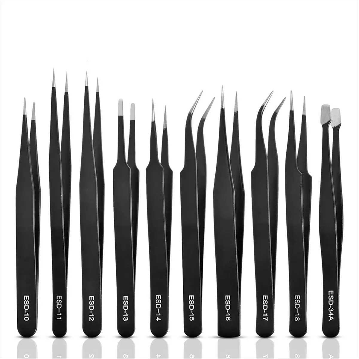 [For Wholesaler]10Pcs Tweezers Set, Upgraded Anti-Static Stainless Steel Tweezers for Craft, Electronics, Jewelry-Making view 2