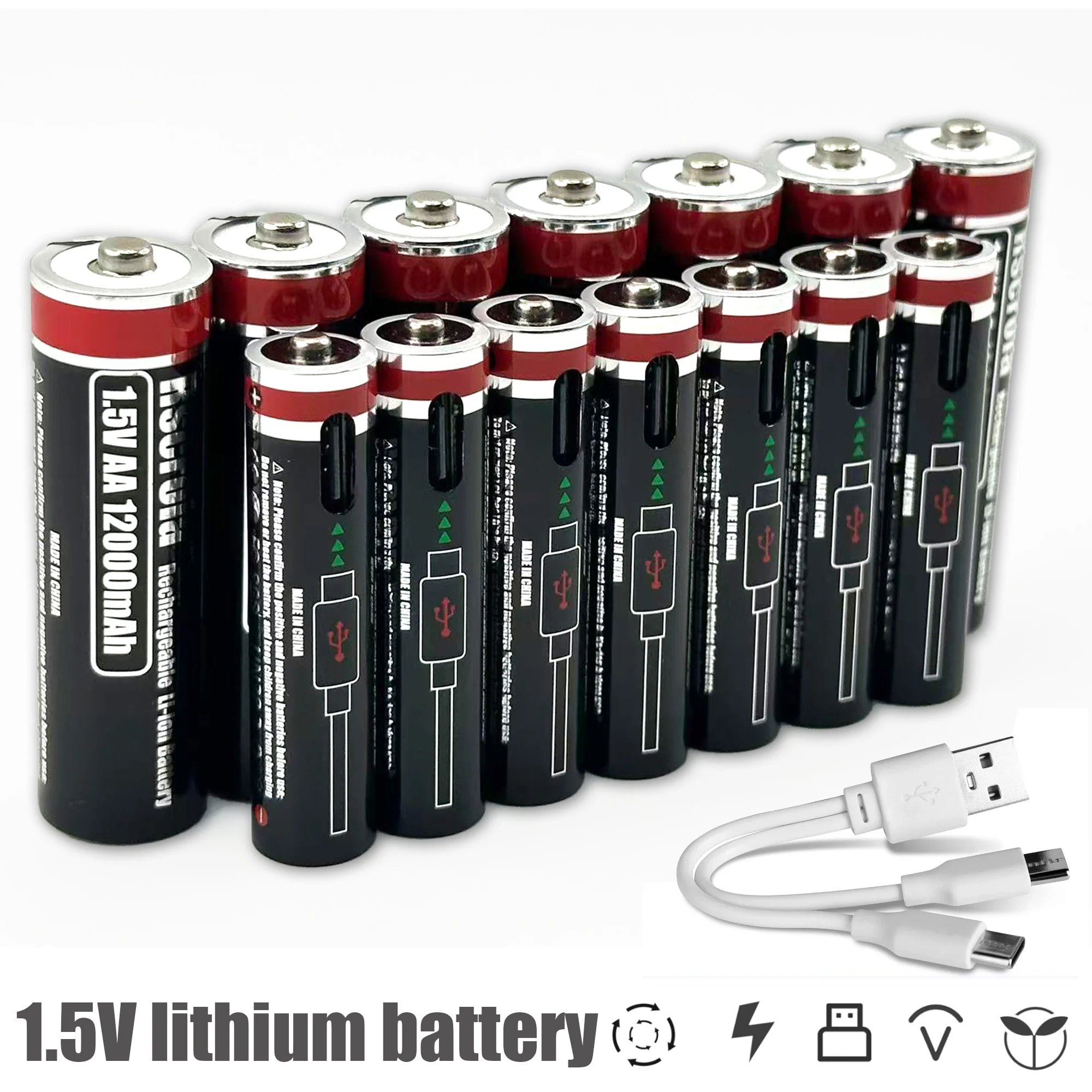 

Литий-ионные аккумуляторы AAA и AA, перезаряжаемые, USB, 3400 мВтч, 12000 мАч, 1.5В (AA) + 8000 мАч, 1.5В (AAA)