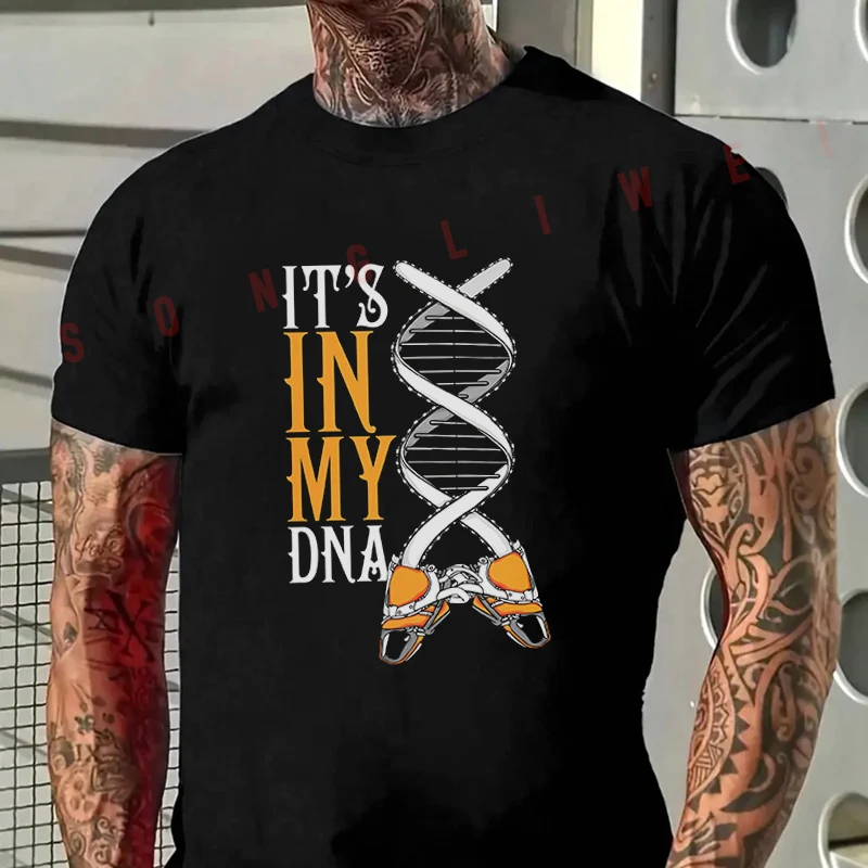 

IT'S IN MY DNA Design Motorcycle T-Shirt Men's Summer Casual Fashion Short Sleeve Tshirt Tops Tee