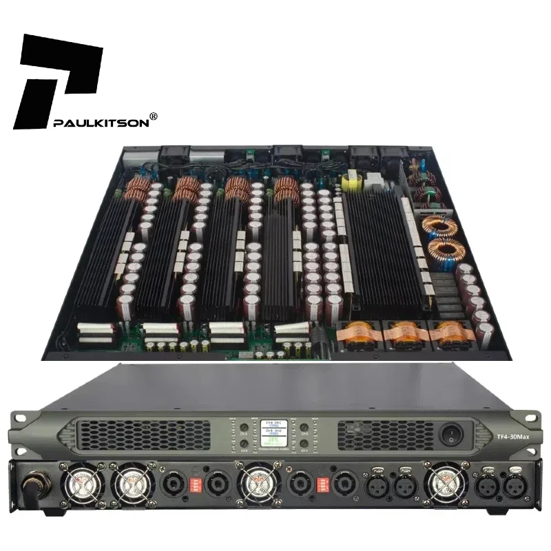 Paulkison TF430 1U Power Mixer Amplifier 4 Channel Power Amplifier Professional 20000W Class D Power Amplifier Sound System