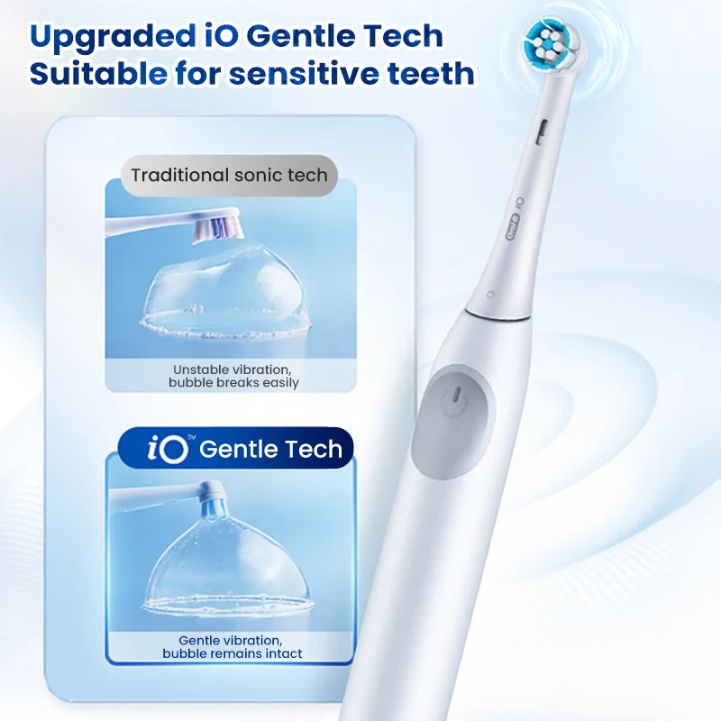 Oral B iO2 Rechargeable Electric Toothbrush with Visible Pressure Sensor 2Min Timer 3 Modes Sensitive Gentle Daily Clean