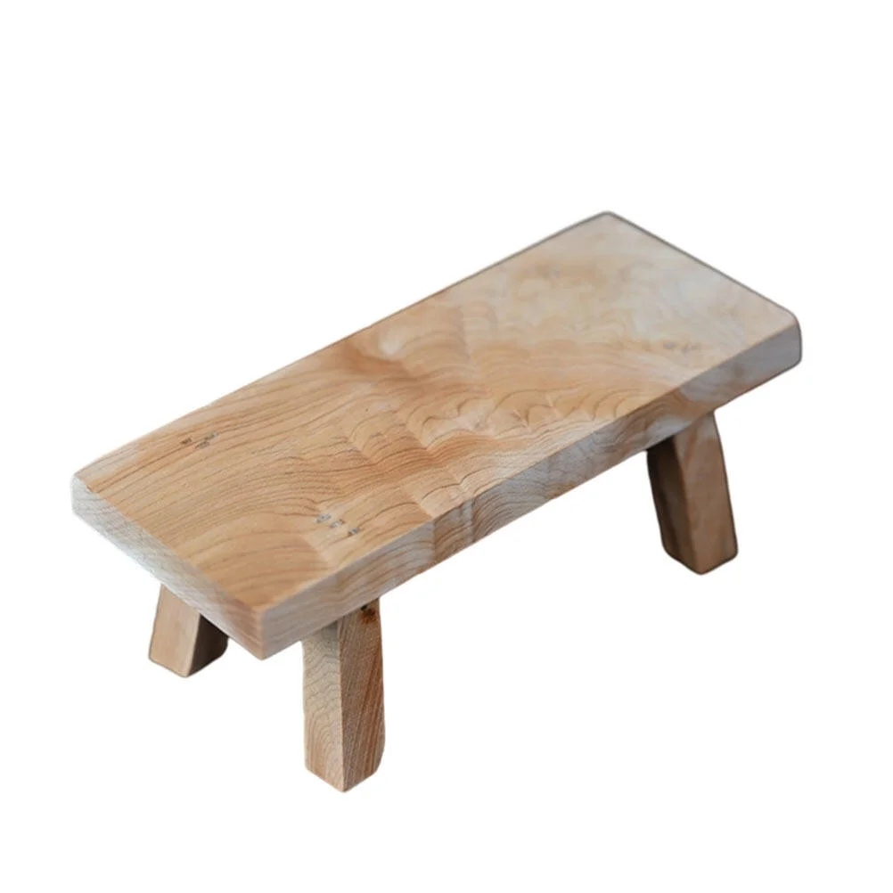 Petit Banc de Décoration en Forme de Tabouret, Statue en Bois, Support Artisanal, Ornement de Base de Travail