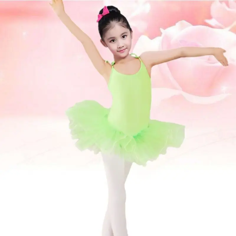 Children's Sleeveless Lace Dance Wear Sling Ballet Skirts Girls Dance Costumes Exercise Clothes Small Princess Fluffy Dresses