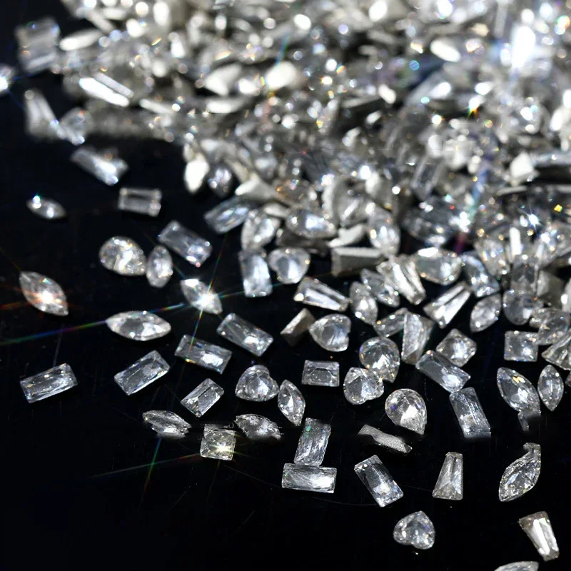 50 قطعة/المجموعة البسيطة مسطحة القاع مسمار الراين بريق الفضة كريستال مسمار الزينة DIY المواد مسمار الفن سحر الملحقات