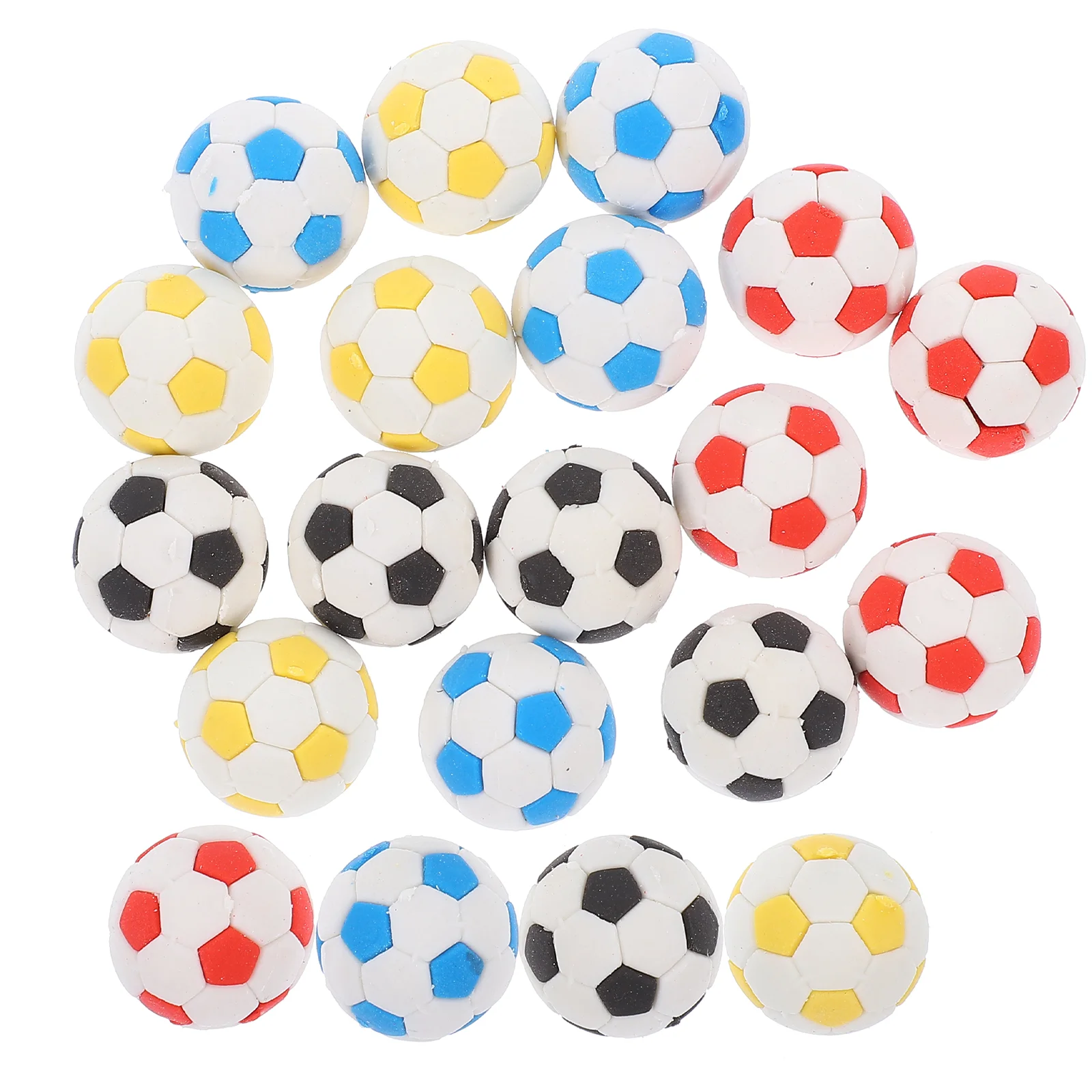 20 Pcs Kids Eraser Football 3d Cartoon Small Shape 20pcs Mixed Color Pencils for Portable Mini Erasers Student Novelty