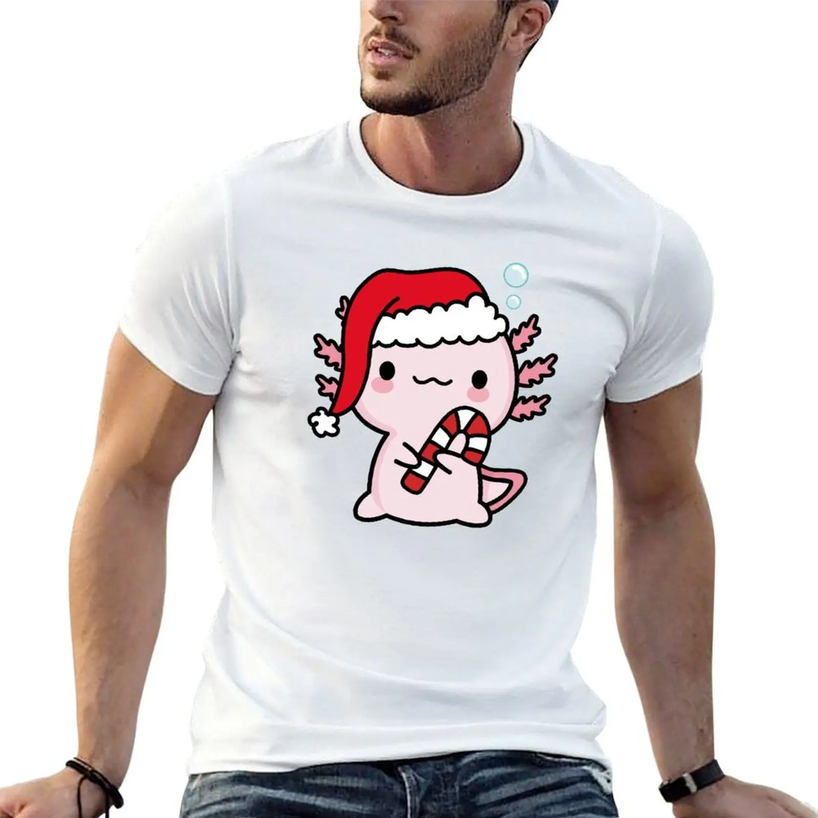 Camiseta de algodón pesado para hombre con diseño de axolote saludando - Nueva colección