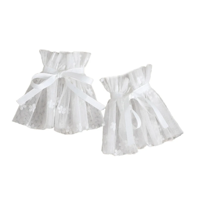 

Bowknot False Sleeves for Girl Detachable Foot/Wrist Cuffs Ruffled Decorative