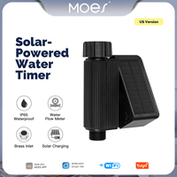 MOES Tuya US WiFi Solar Powered Water Timer Meter IP65 Waterproof Brass Inlet With Soil Temperature Humidity Sensor Detector