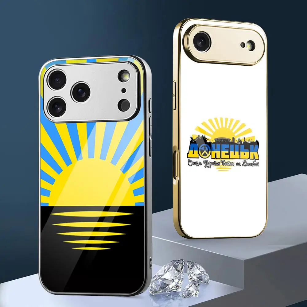Donetsk Ukraine Phone Case For iPhone 17 16 15 14 13 Pro Max Plus Electroplated Metal Case Glass Back Cover