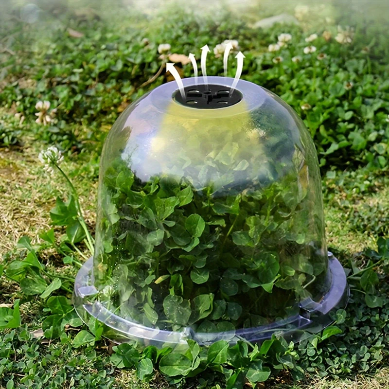 10pcs Reusable Plastic Plant Protective Moisture Dome - Insect, Bird Season Resistant, Transparent Garden Cover for Vegetables