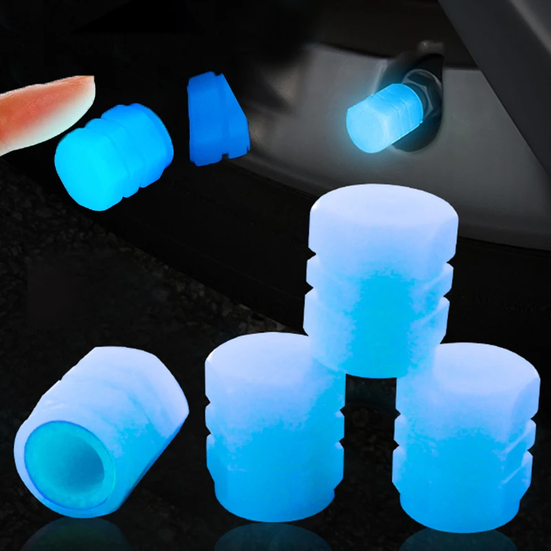 10Pcs Luminous Valve Caps Blue Night Glowing Car Motorcycle Bicycle Bike Wheel Tire Tyre Hub Luminous Valve Stem Caps Decors