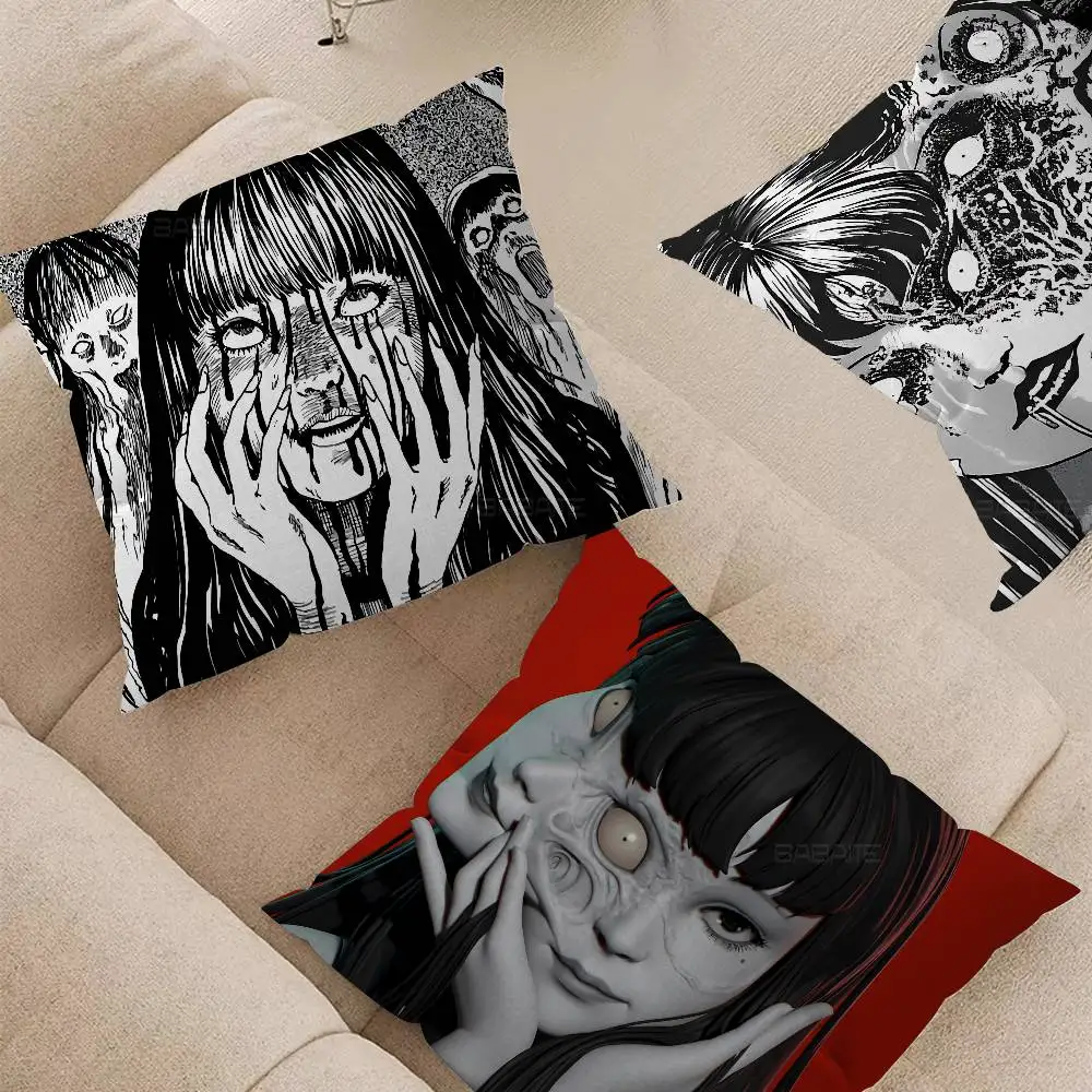 

Comics J-Junji Ito Pillow Covers Cartoon Sofa Decorative Home Double-sided Printing Short Plush Cute Cushion Cover