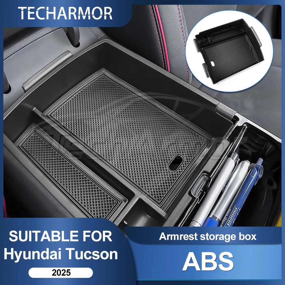 Geeignet für Hyundai Tucson 2025 Mittelkonsolen-Aufbewahrungsfach Interne Sortierbox ABS Armlehnen-Aufbewahrungsbox Auto-Zubehör
