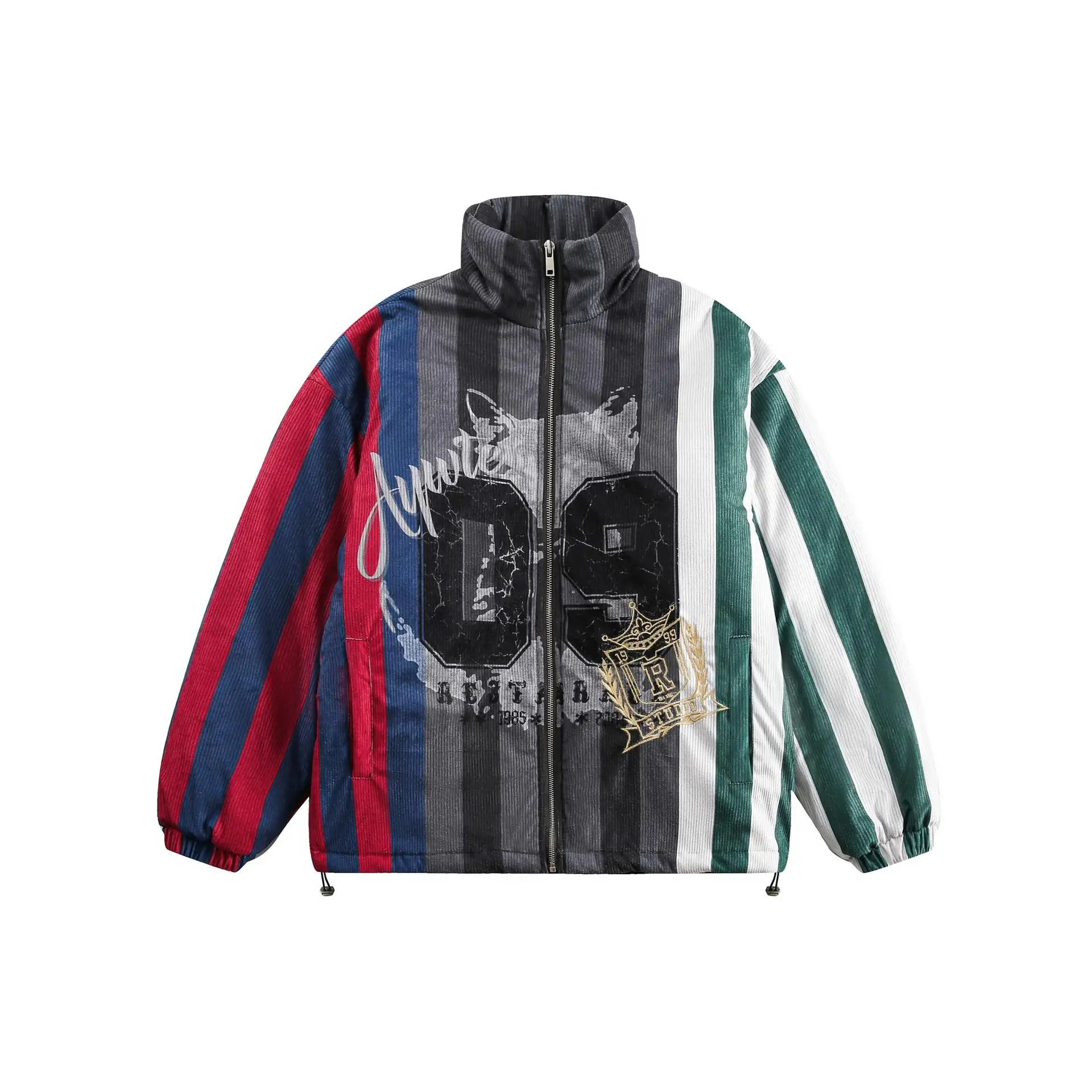 

Мужские куртки-пуховики из вельветового джерси в цветную полоску, спортивное зимнее пальто с цифровым принтом для мужчин, винтажные женские парки большого размера