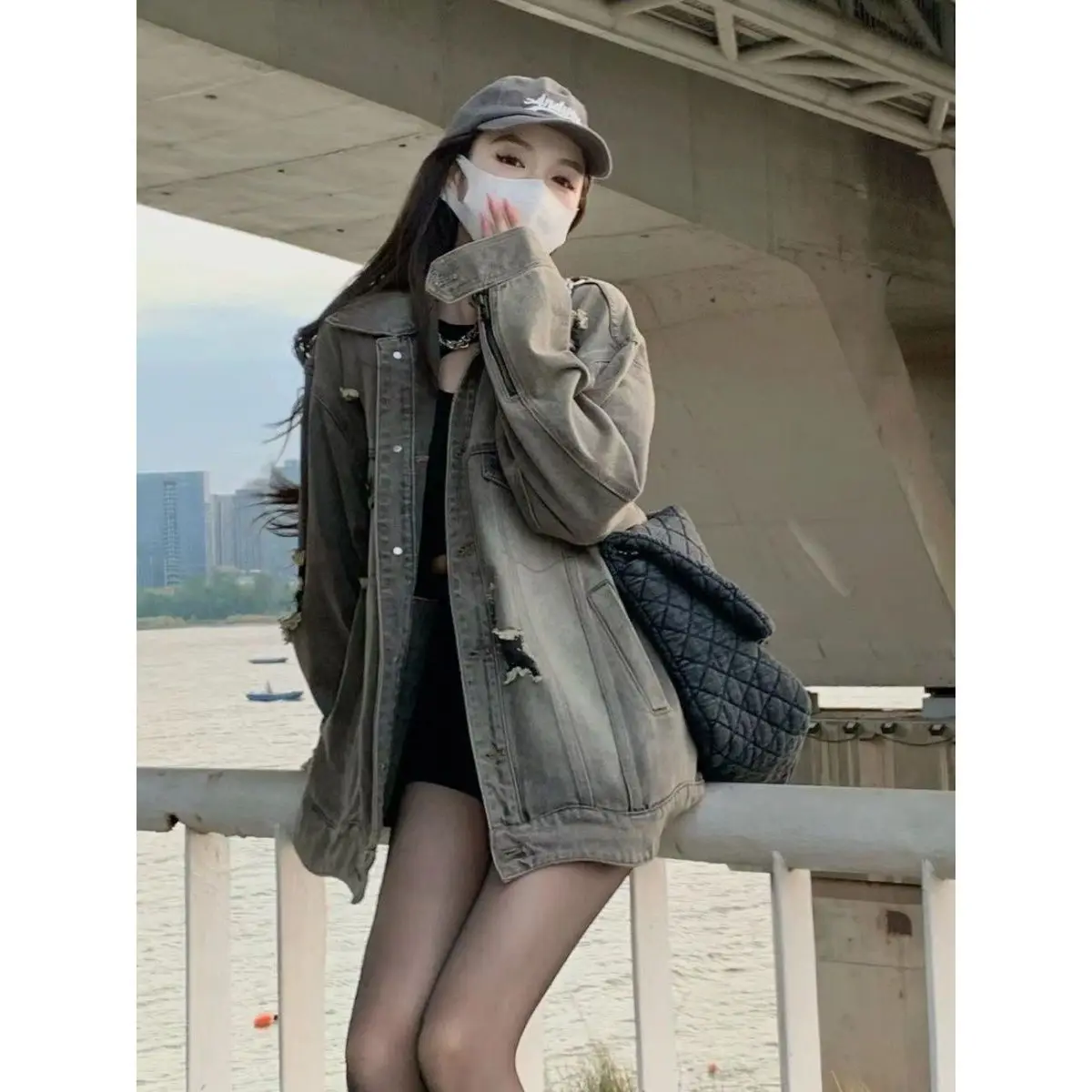 

Осенние женские куртки женские оверсайз базовые нишевые розовые маленькие джентльмены функциональные модные полосатые на пуговицах средней длины