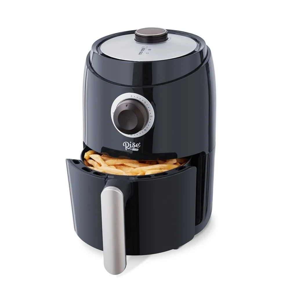 Compact Air Fryer Oven 2 Quart Non-Stick Basket Temp Control Auto Shut Off Recipe Guide Easy Clean Hot Air Cooking