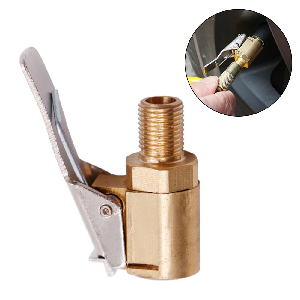 New Advanced Car Tire Air Chuck Inflator Pump Valve Connector Clip-on Adapter Car Brass 8mm Tyre Wheel Valve For Inflatable Pump