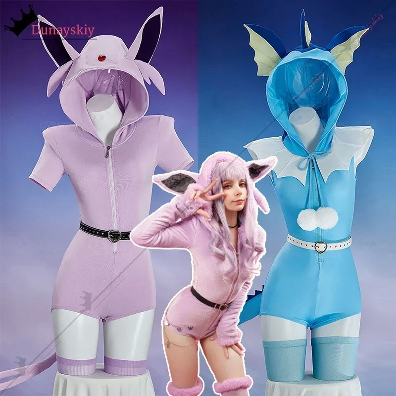 

Summer Sexy Women's Bodysuit With Tail Belt And Socks Halloween Role-playing Suits Cute Jumpsuit Anime Vaporeon Cosplay Costume