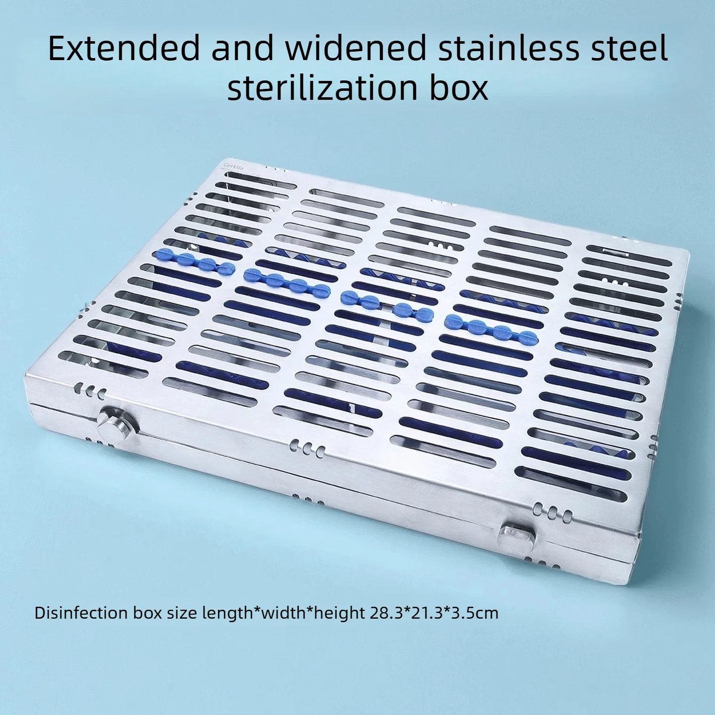 Dental Extra Wide Stainless Steel Sterilization Box 20 Holes Surgical Instrument Tray Double Layer Thickened Implant Wrap