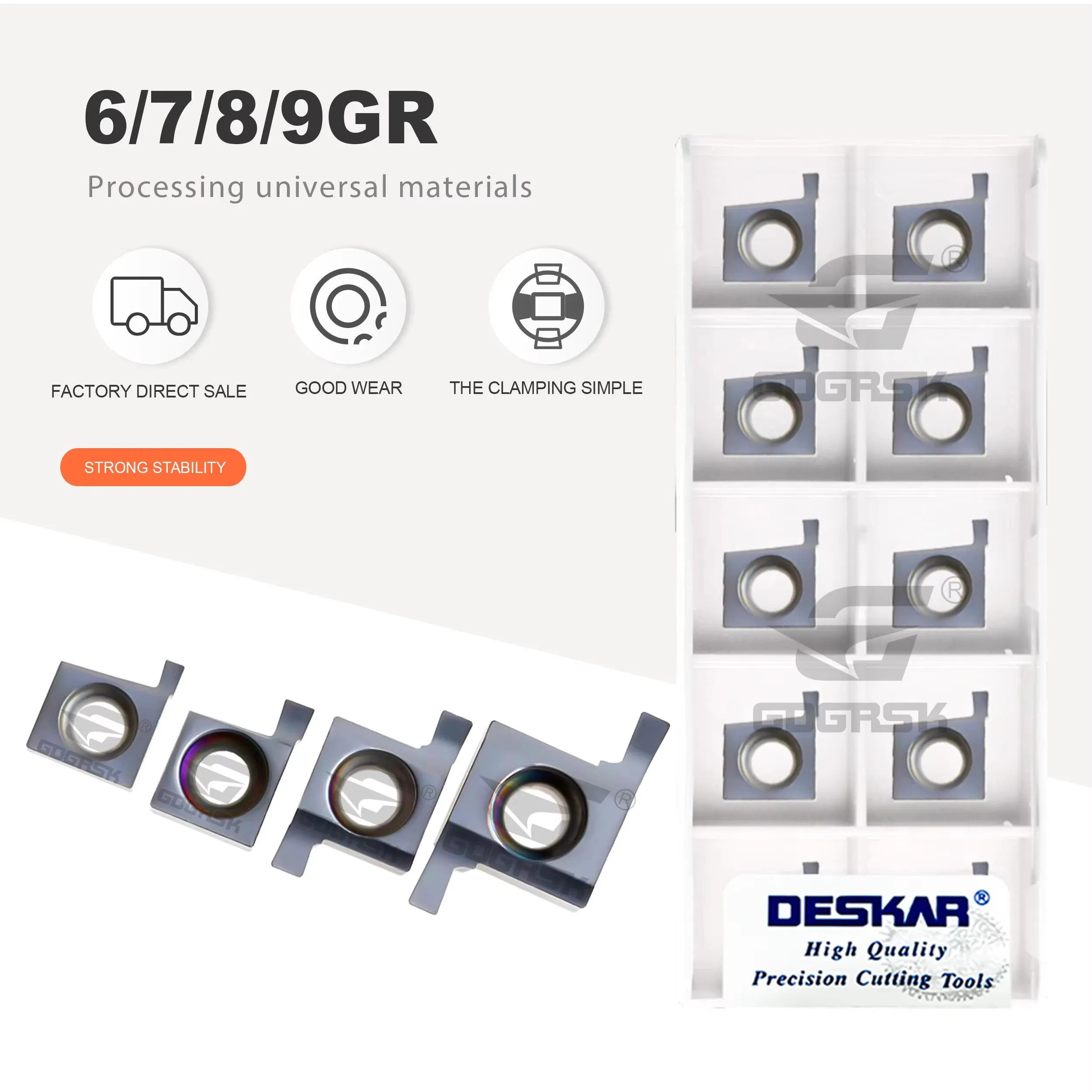 6/7/8/9GR DESKAR Grooving Inserts 6GR100 7GR150 8GR200 9GR300 LDA 100% Original Numerical Control Small Inner Hole Slot Inserts